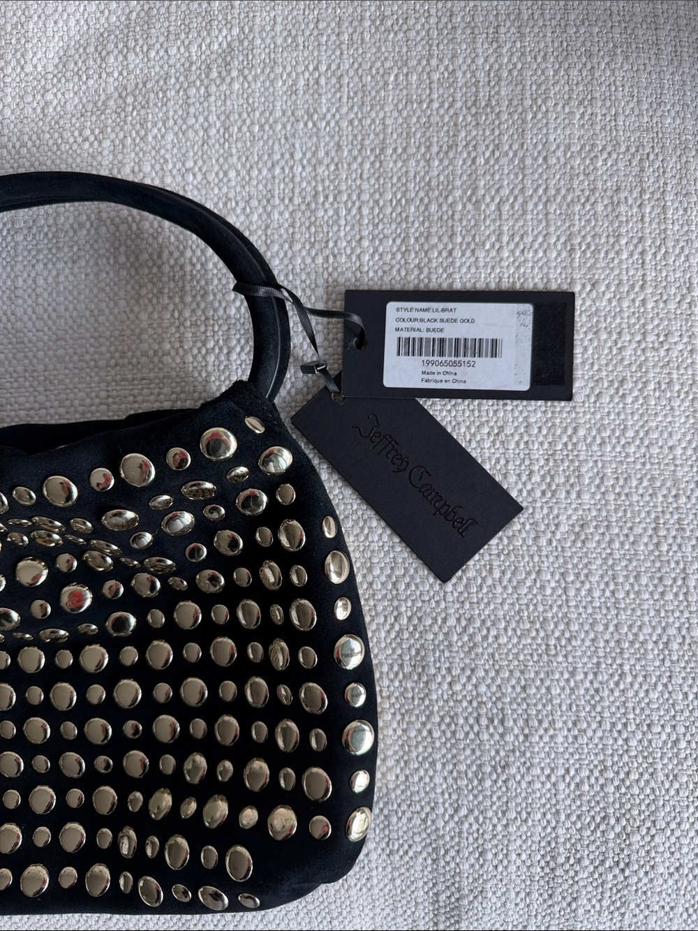 NWT Jeffrey Campbell Black Studded Shoulder Bag with Silver Hardware - Picture 3 of 3